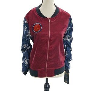 Disney Mulan Jacket Satin Ruched Sleeves Patch Womens Size Small